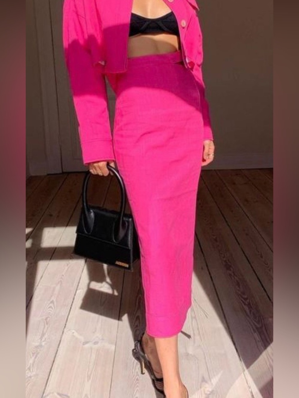 Jacquemus Hot Pink Maxi Skirt with Waist Tie